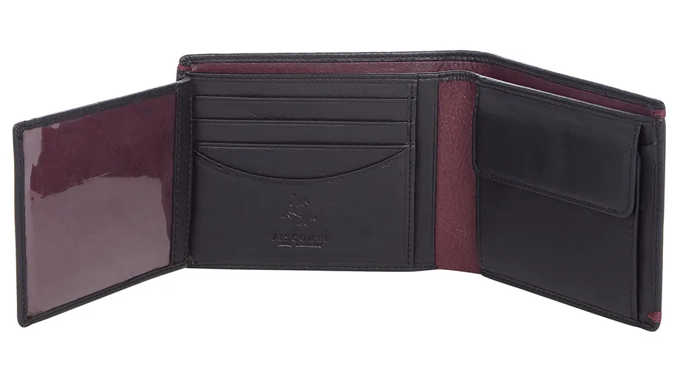 Visconti Monza MZ7 portafoglio uomo in pelle triplo nero borgogna RFID
