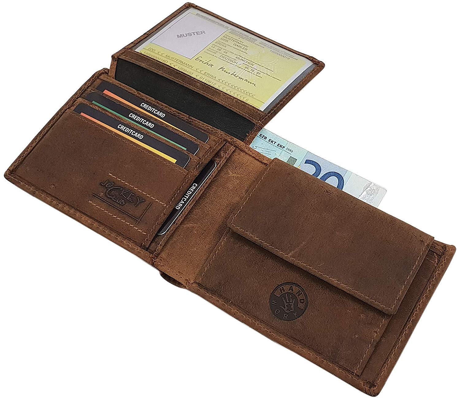 myledershop Herren Geldbörsen Portafoglio con motivo moto marrone RFID