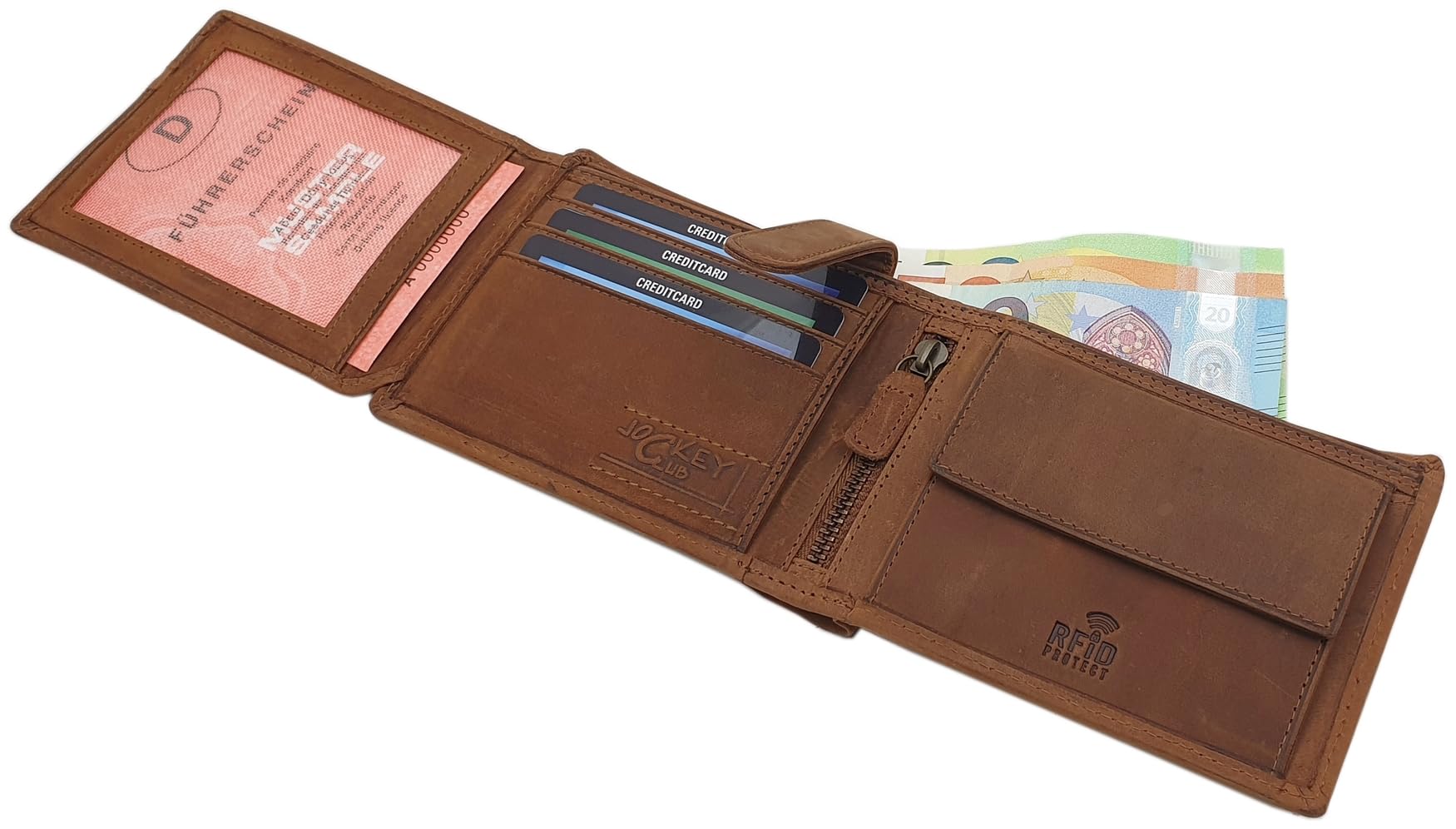 myledershop Herren Geldbörsen Modello 2 orizzontale cognac portafoglio bufalo