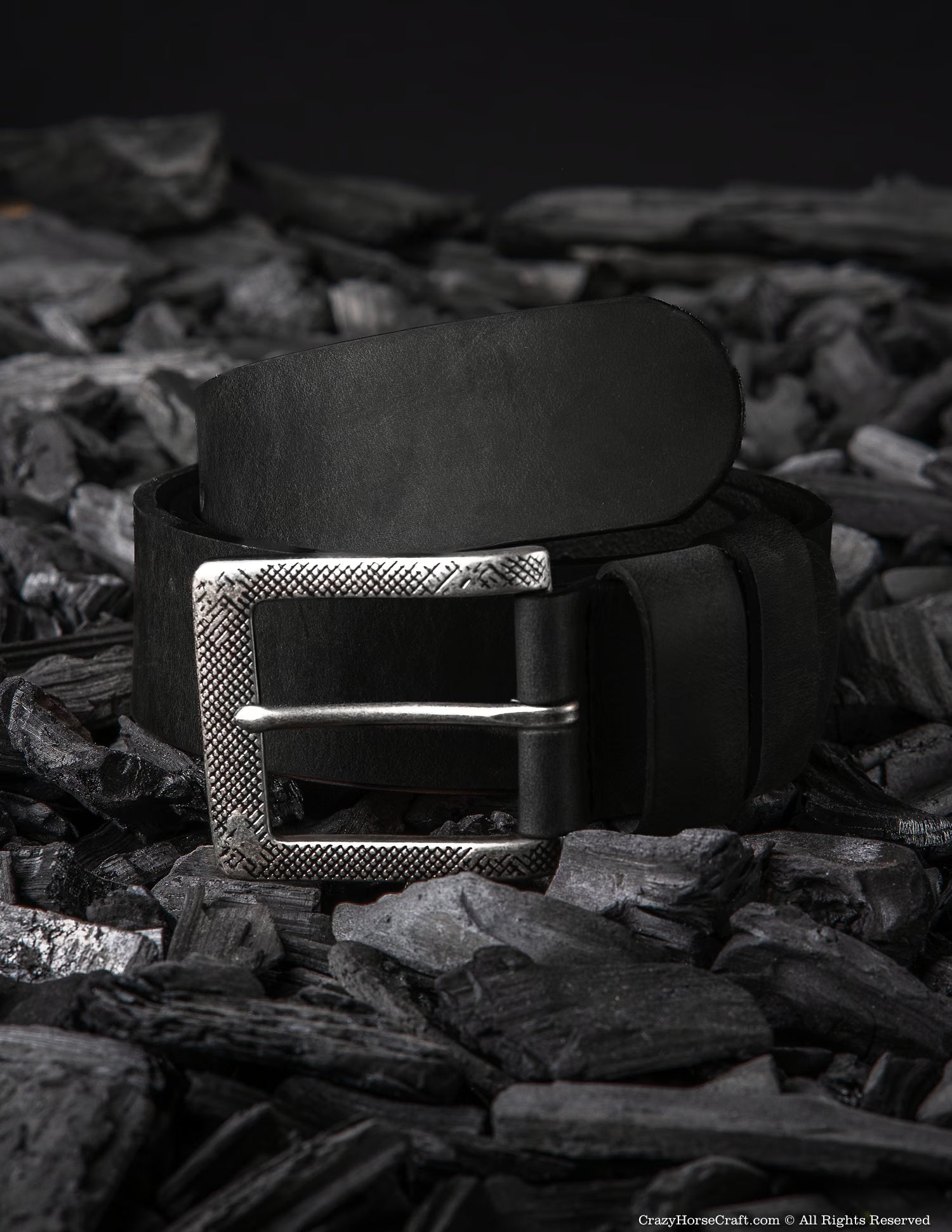 Crazy Horse Craft Belts Vegetable Tanned Leather Belt cintura nera Carbon Black