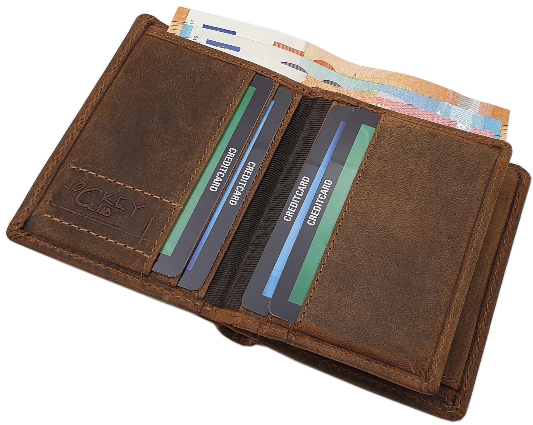 myledershop Herren Geldbörsen portafoglio verticale motivo cervo marrone RFID