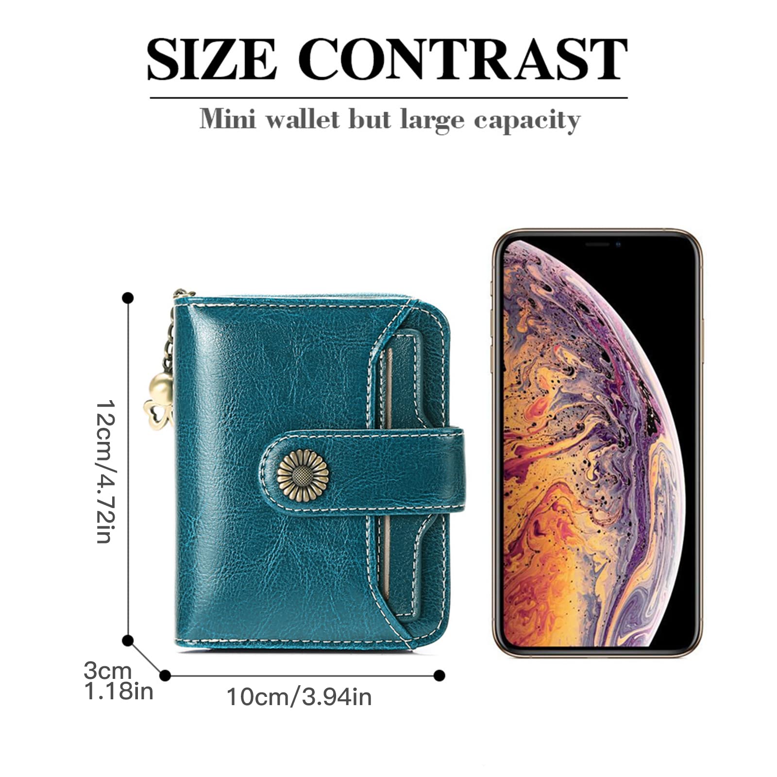 GOIACII WOMEN'S LARGE WALLET portafoglio donna blu pavone in pelle RFID
