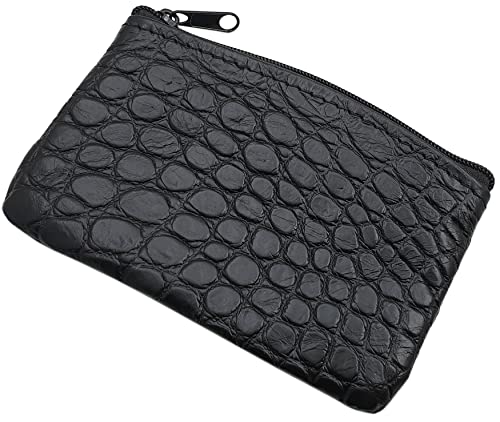 myledershop Schlüsseltaschen Portachiavi in pelle di vitello nera effetto coccodrillo