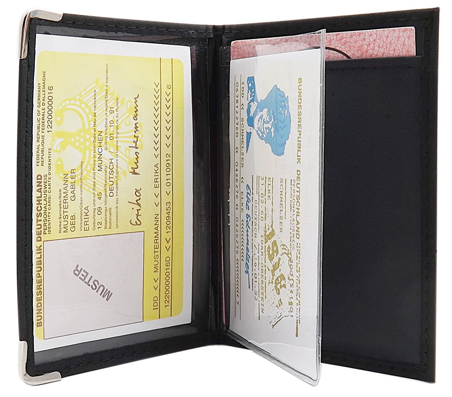 myledershop Karten- und Ausweisetuis porta carte d'identità e credito nero
