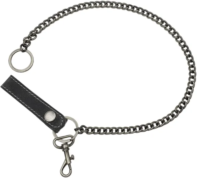 myledershop Gürtel-/Taschen catena per portafoglio grigia con passante in pelle