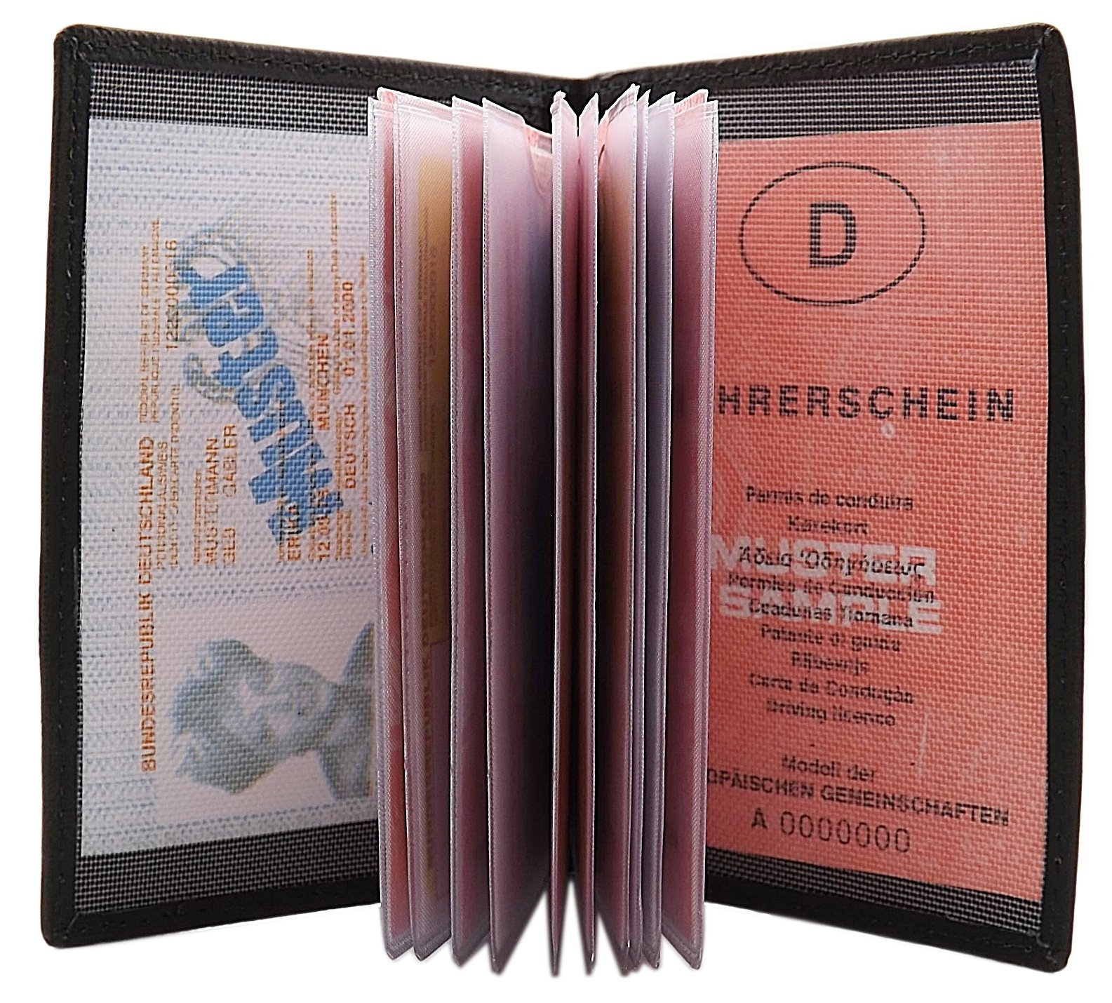 myledershop Karten- und Ausweisetuis porta carta identità Bufalo Nero 13 scomparti