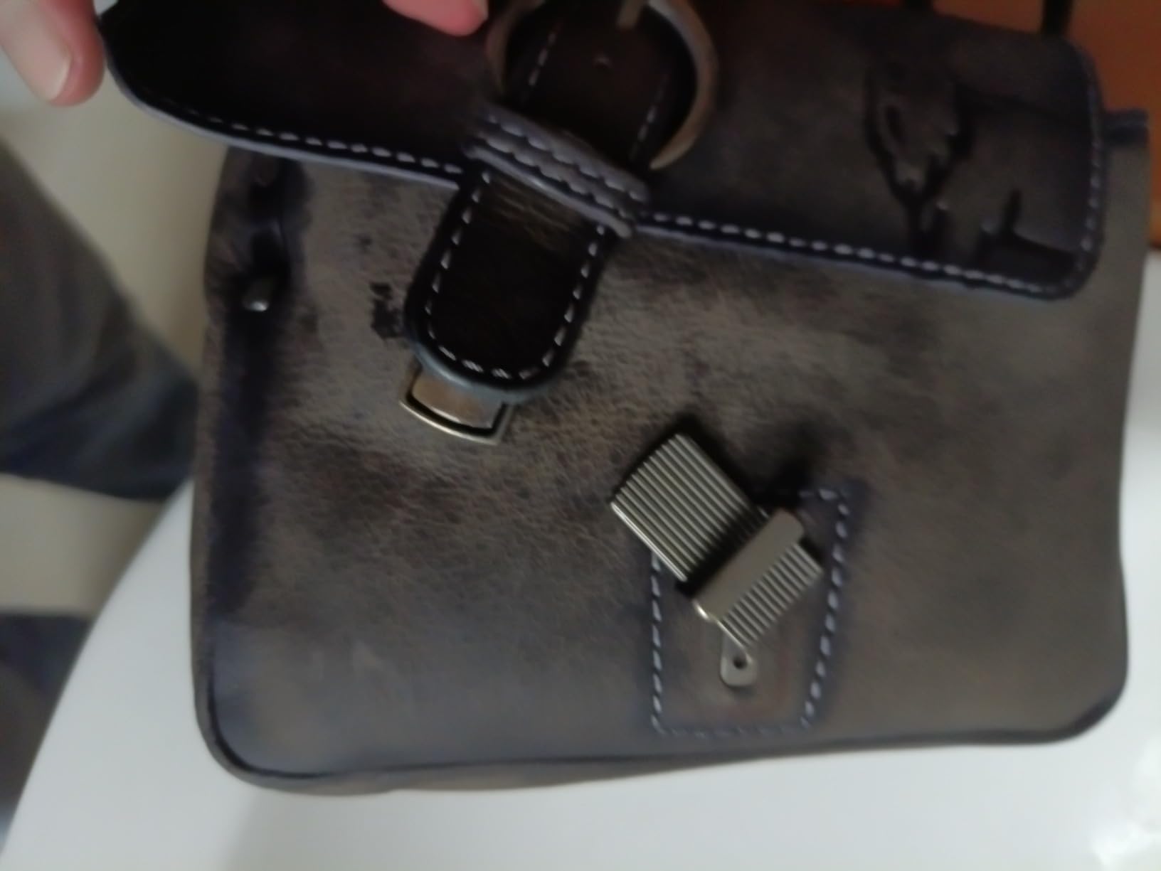 myledershop Gürtel-/Taschen borsetta verticale in pelle di bufalo marrone