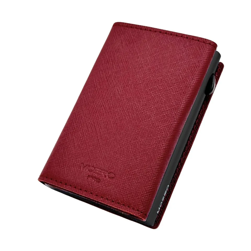 Moero Linea PRO Zip Saffiano portafoglio Bordeaux RFID
