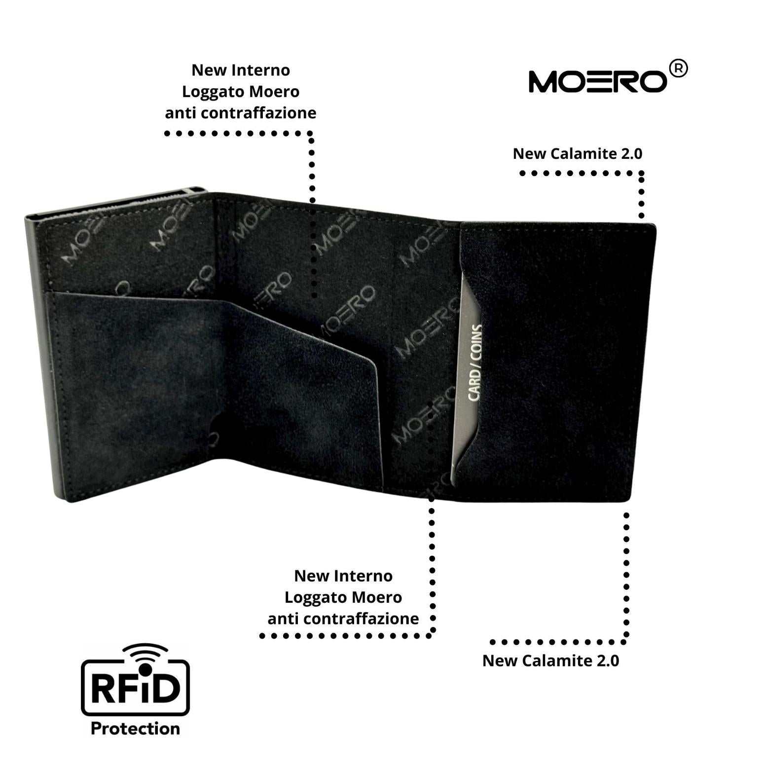 Moero Linea PRO PRO Zip SUPERIOR portafoglio nero RFID