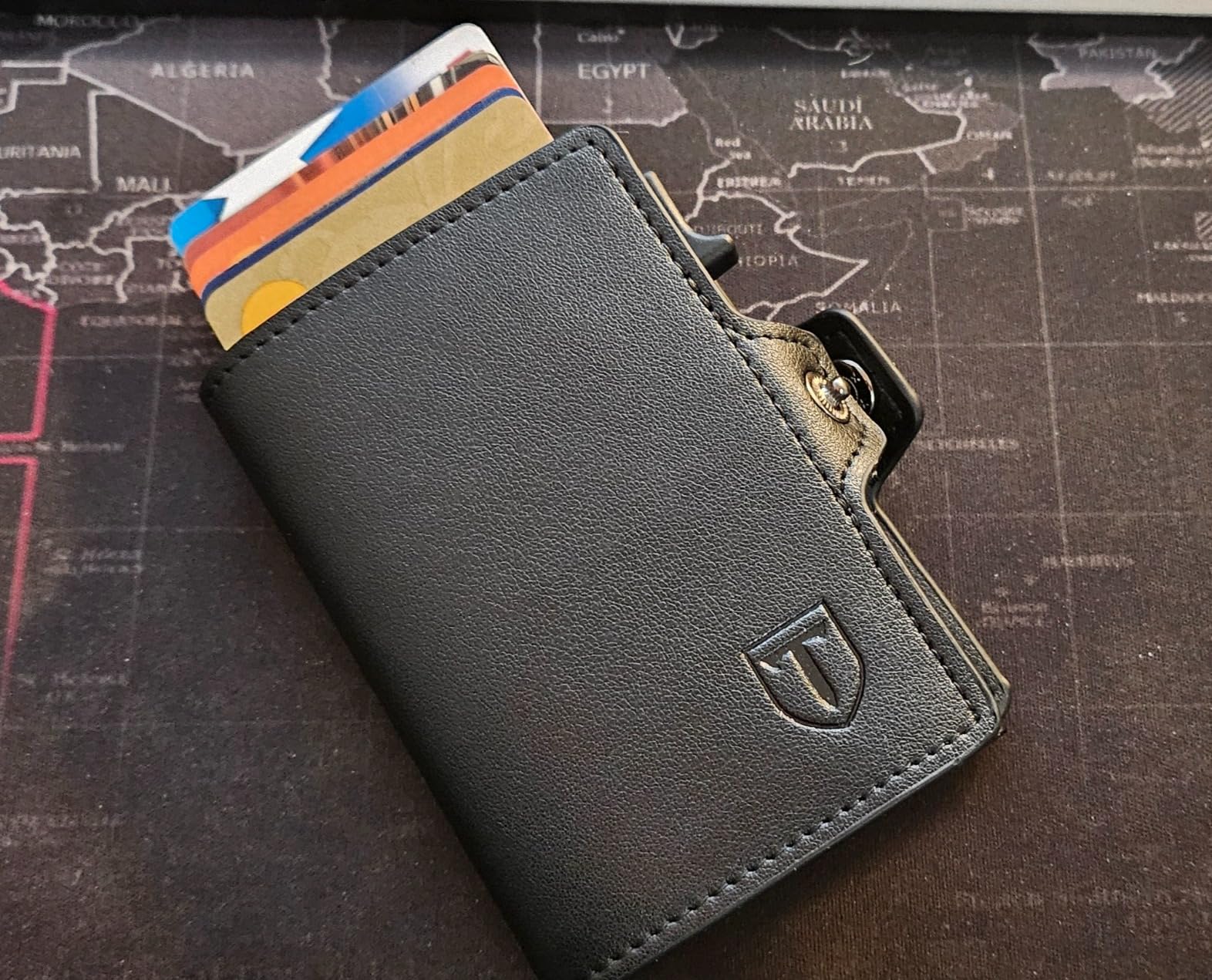 TENBST Card Holder portafoglio slim nero con protezione RFID