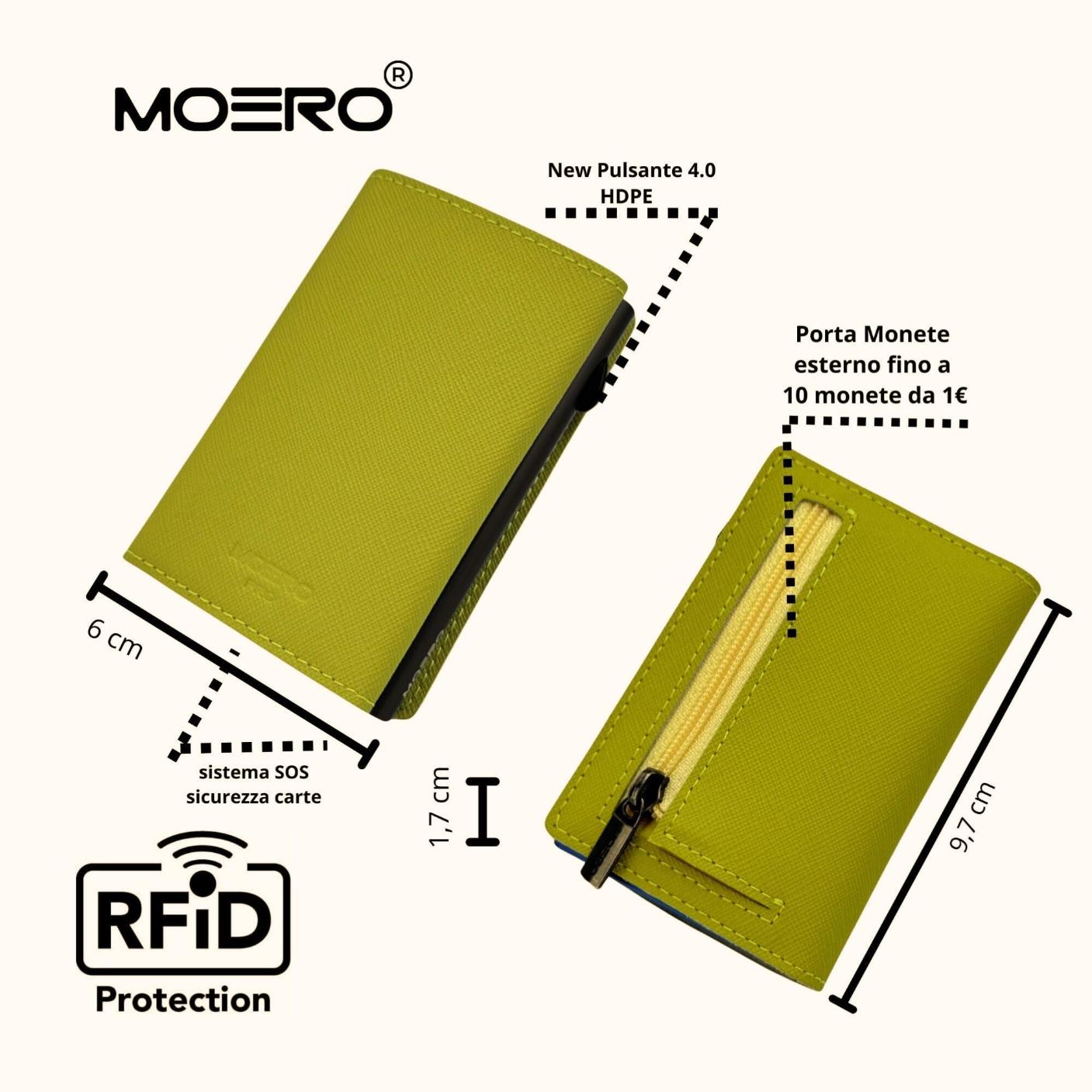 Moero Linea PRO PRO Zip Saffiano portafoglio Lime 4.0 antigraffio