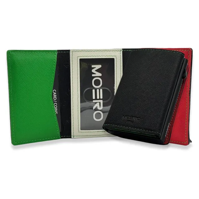 Moero Linea PRO PRO PLUS Zip Saffiano portafoglio nero 4.0 RFID