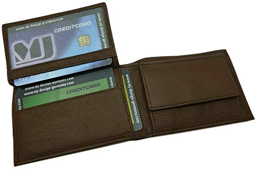 myledershop Herren Geldbörsen MJ-Design-Germany portafoglio marrone compatto