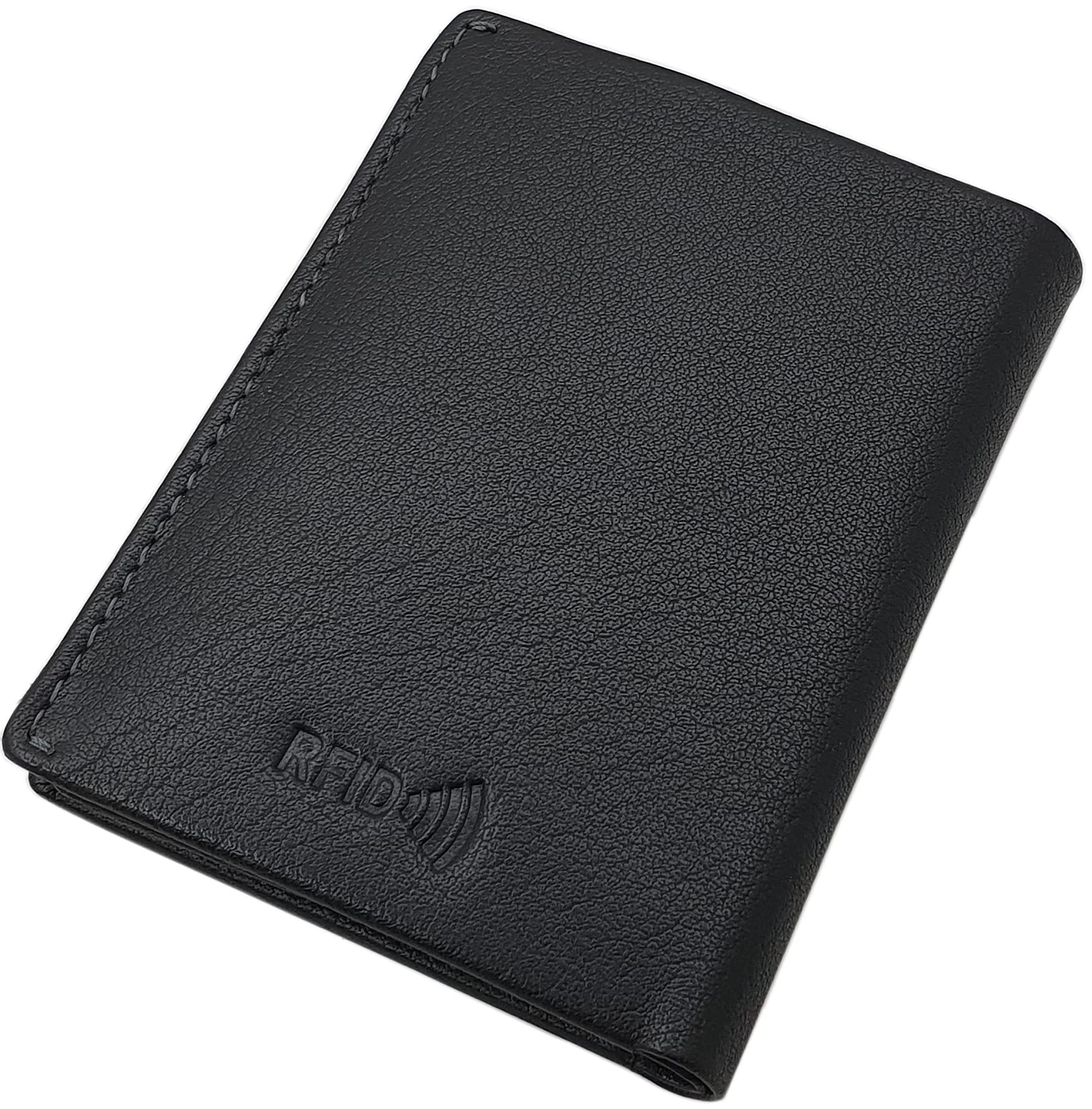 myledershop Herren Geldbörsen portafoglio da uomo nero in pelle di bufalo RFID