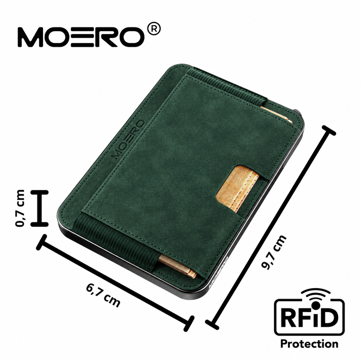 Moero Linea M2 M2 Pro SUPERIOR Verde portafoglio MagSafe RFID