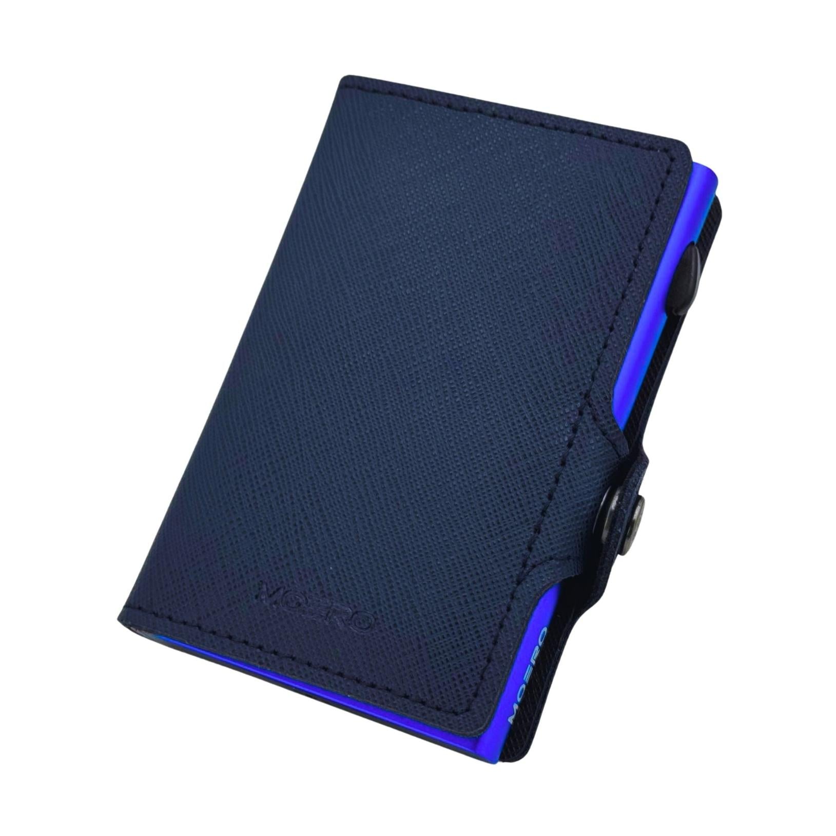 Moero Linea Classic Classic Zip Saffiano portafoglio blu navy RFID