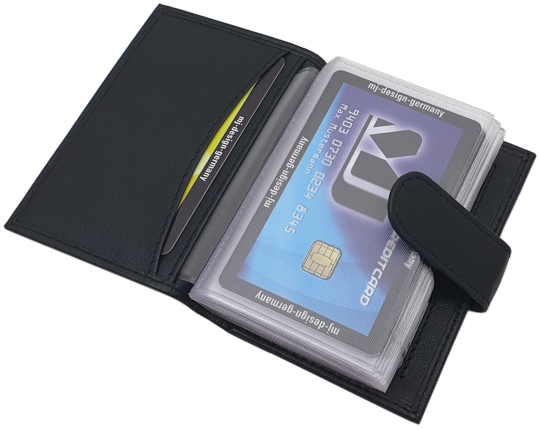 myledershop Kredit- und Visitenkartenetuis porta carte Nero 22 scomparti pelle