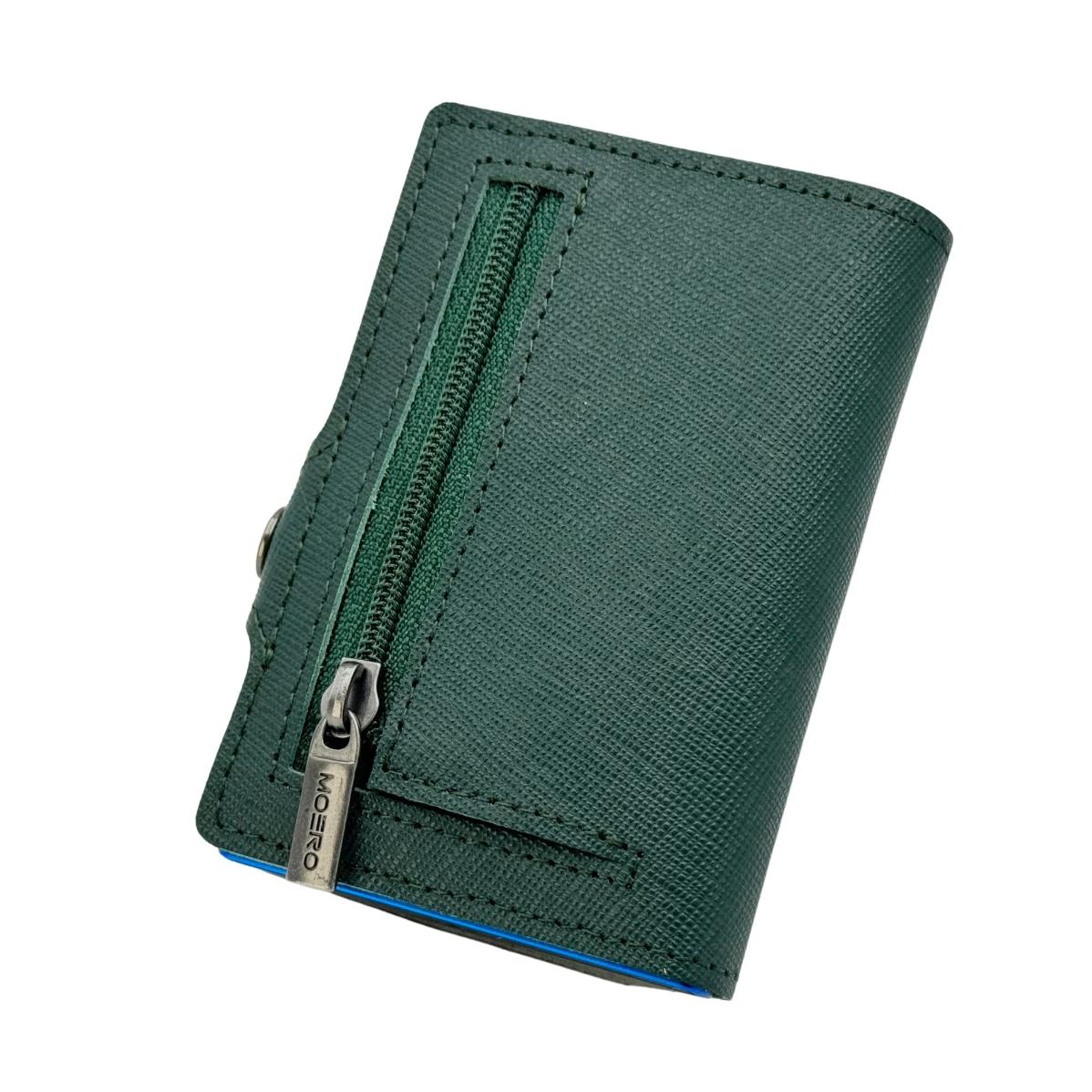 Moero Linea Classic Classic Zip Saffiano portafoglio Verde Foresta