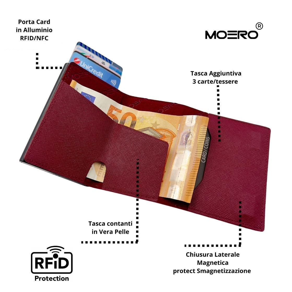 Moero Linea PRO Zip Saffiano portafoglio Bordeaux RFID
