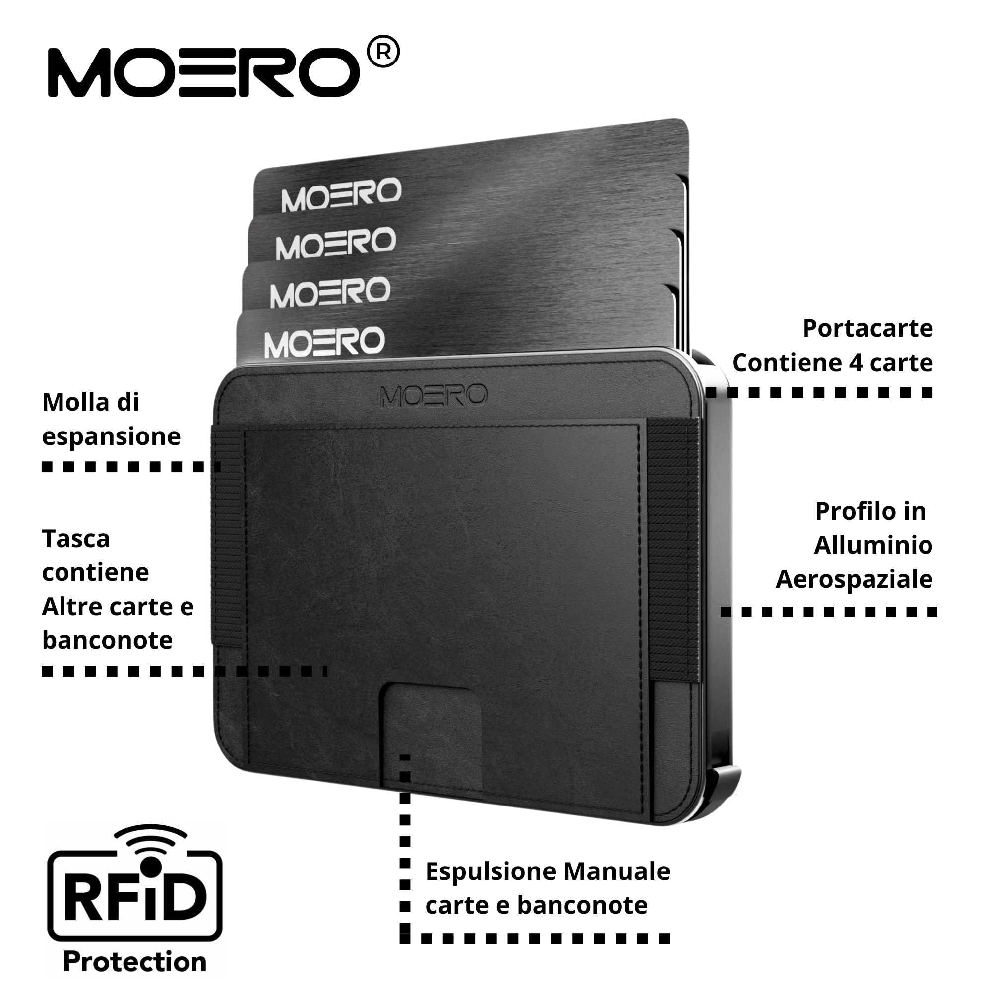 Moero Linea M2 M2 Pro Vintage Black portafoglio MagSafe RFID