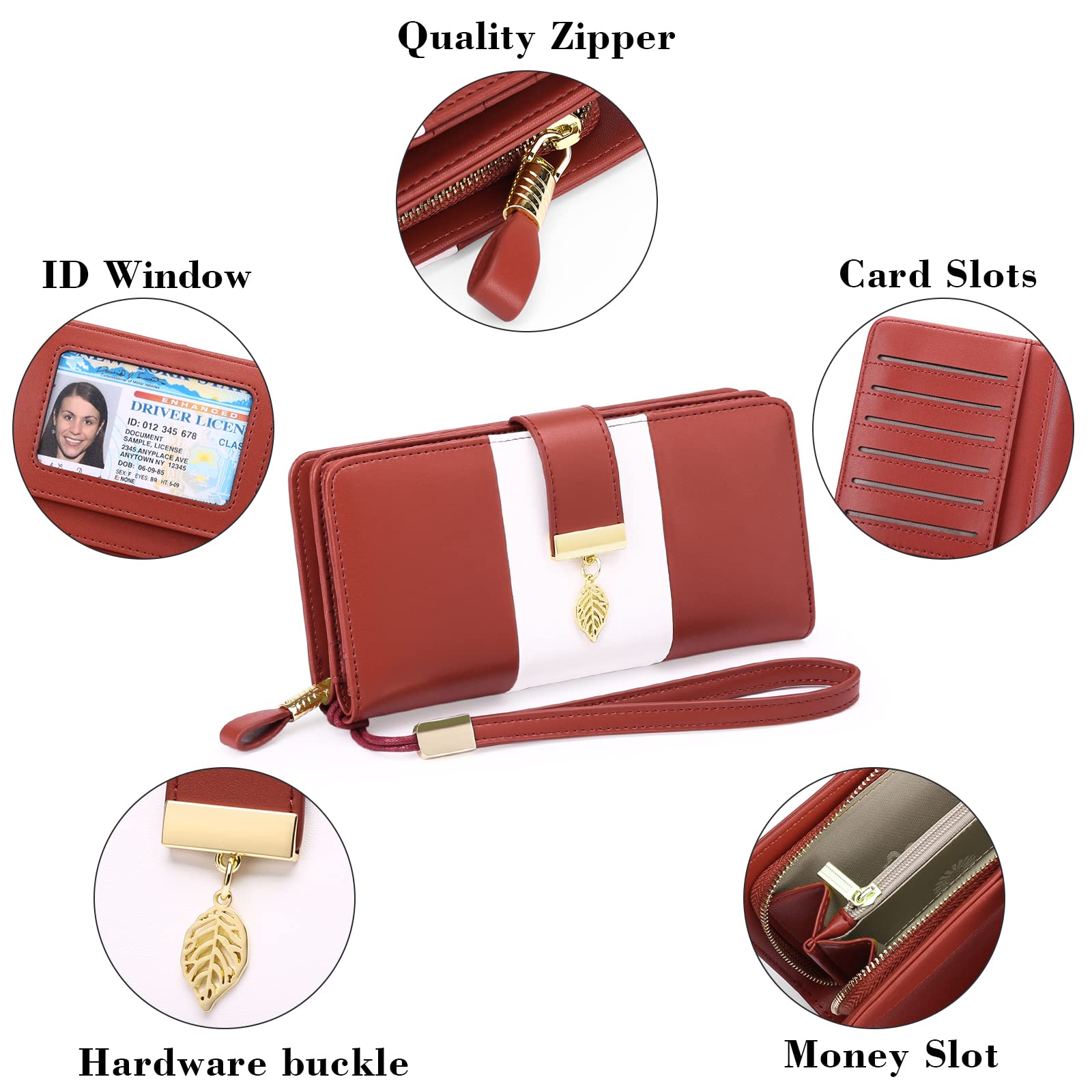 GOIACII WOMEN'S LARGE WALLET portafoglio lungo da donna con cerniera RFID