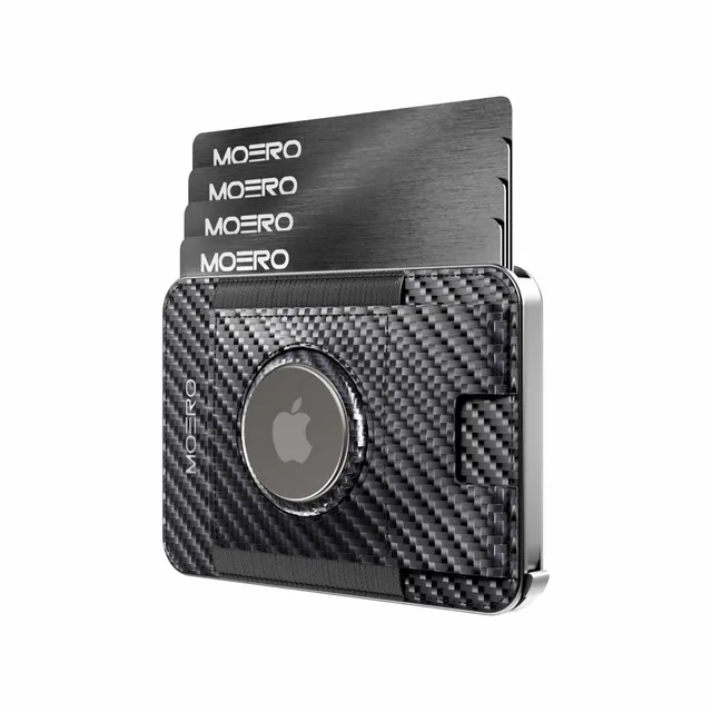 Moero Linea AirTag M2 Pro Airtag Carbon Black portafoglio MagSafe