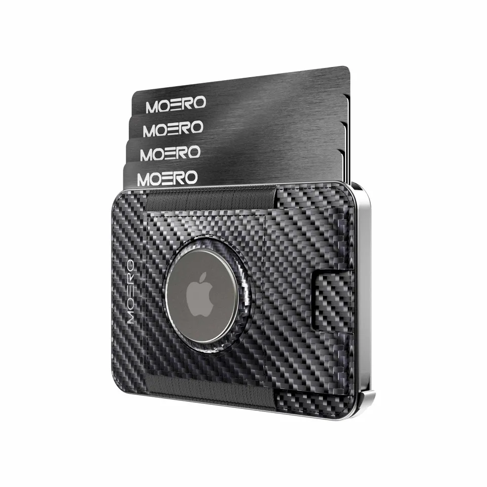 Moero Linea AirTag M2 Pro Airtag Carbon Black portafoglio MagSafe