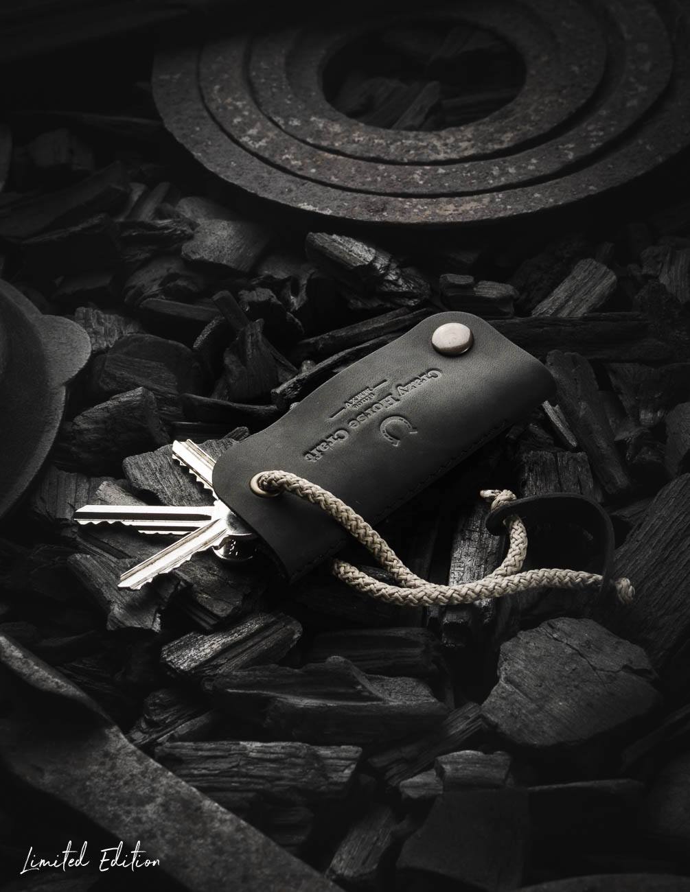 Crazy Horse Craft Key Holders portachiavi Carbon Black in pelle e feltro