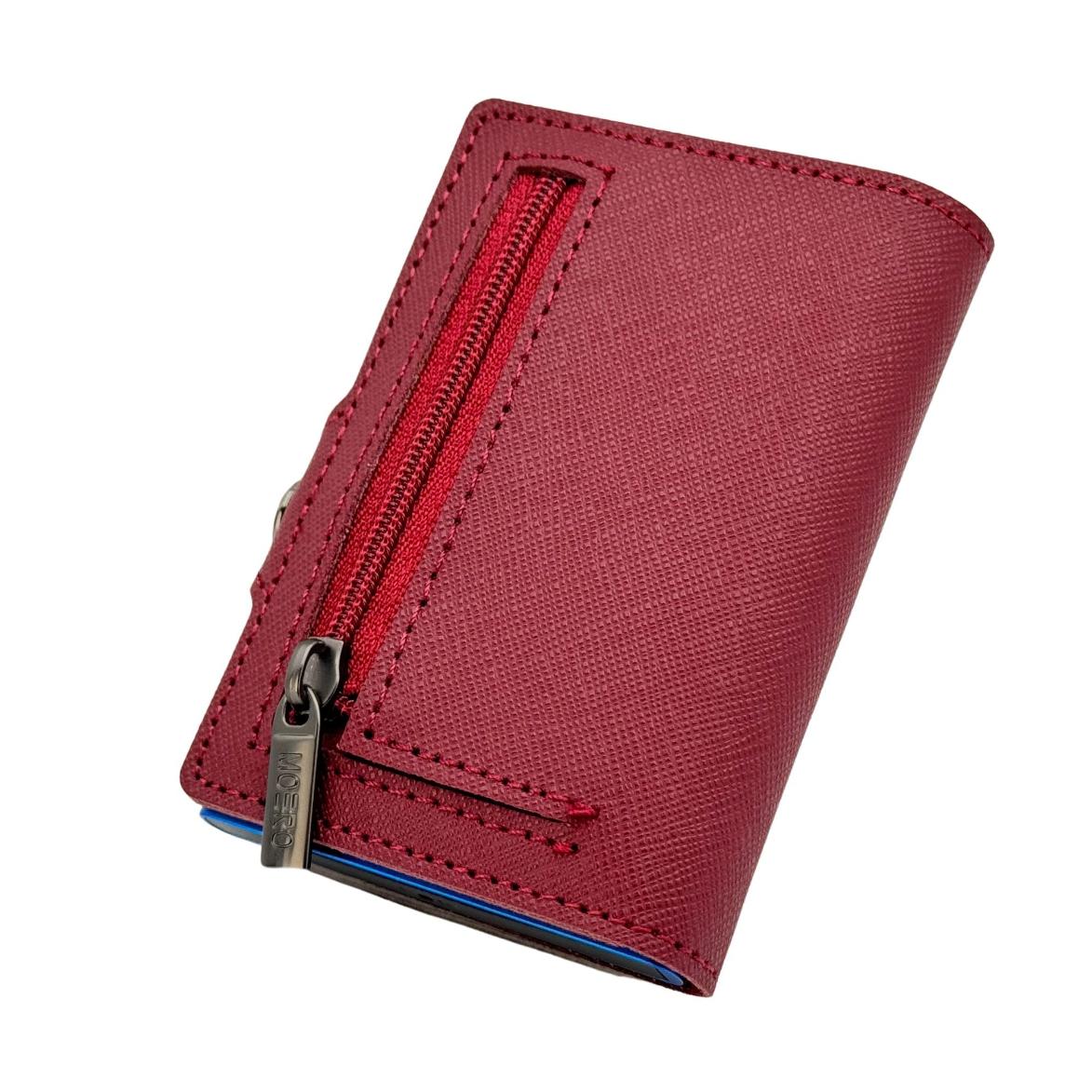 Moero Linea Classic Classic Zip Saffiano portafoglio Bordeaux RFID antigraffio