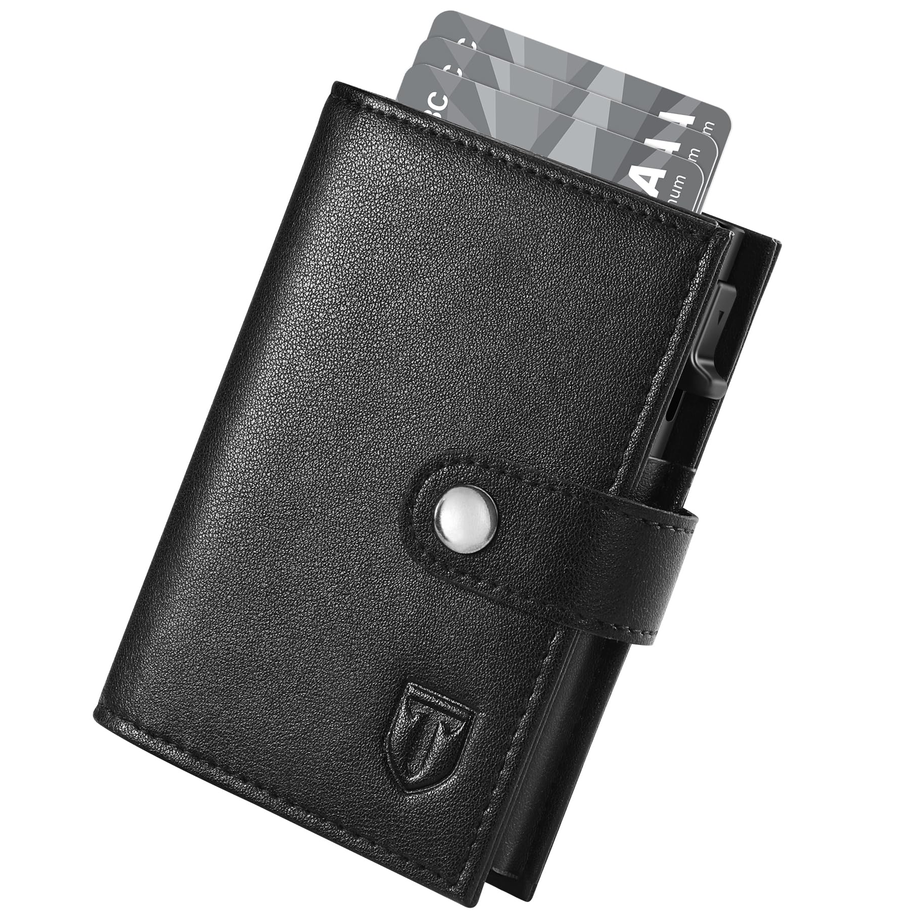 TENBST Card Holder portafoglio uomo slim nero RFID con portamonete