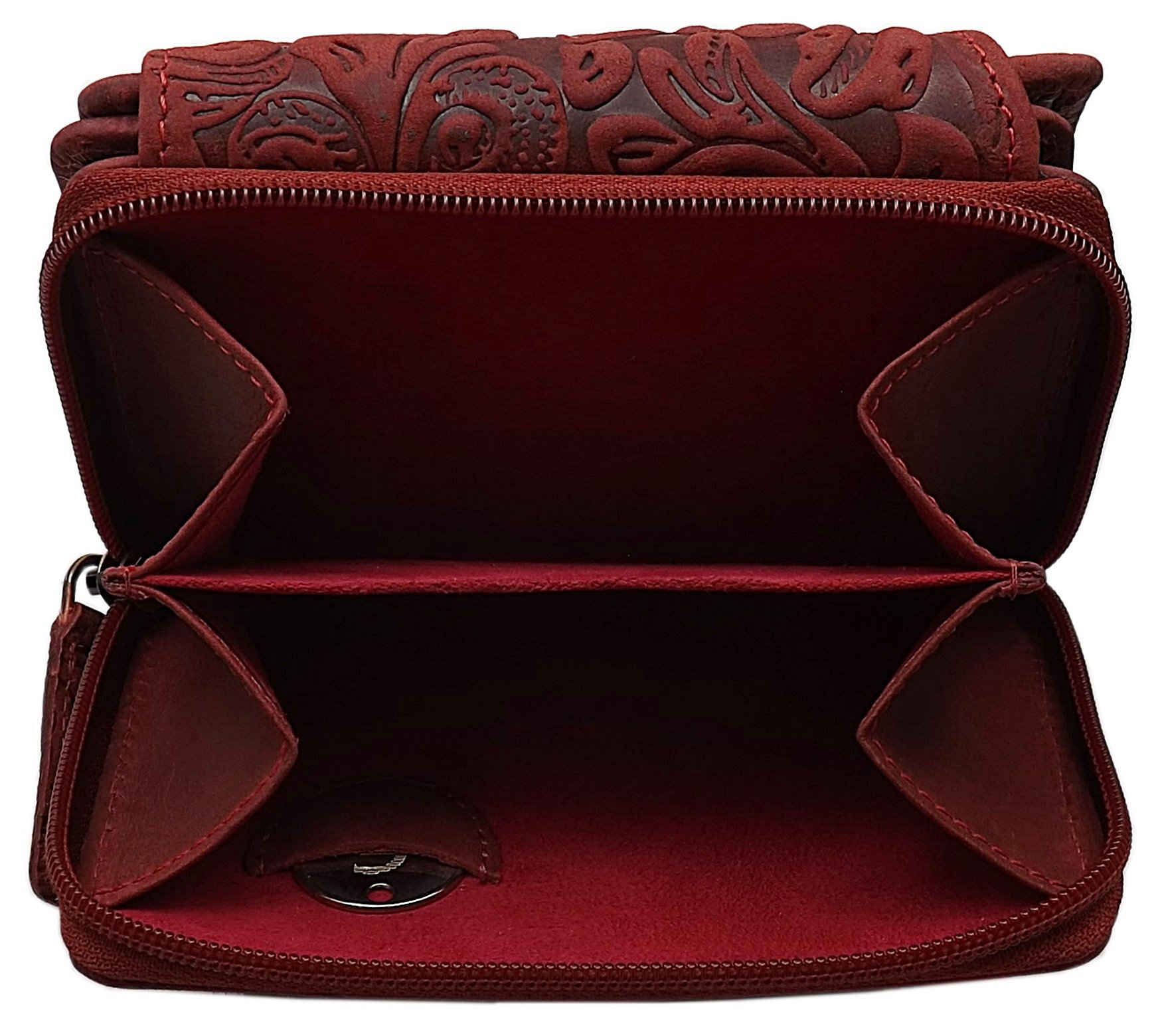 myledershop Damen Geldbörsen Vacchetta portafoglio donna rosso ciliegia RFID