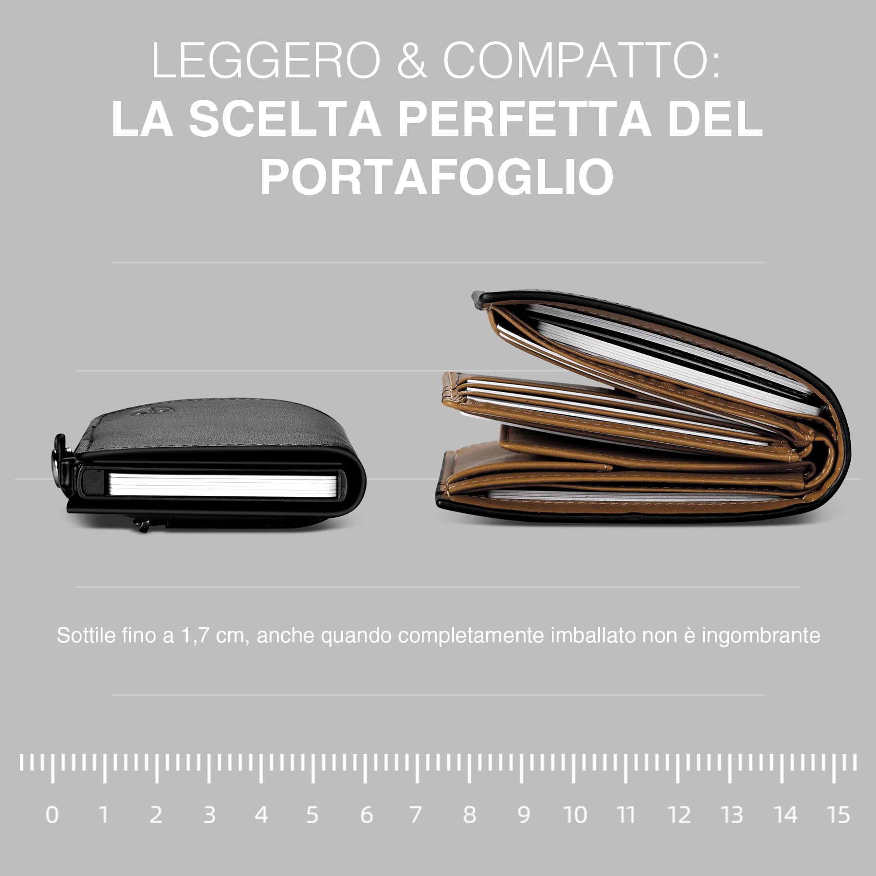 TENBST Card Holder portafoglio slim nero con protezione RFID
