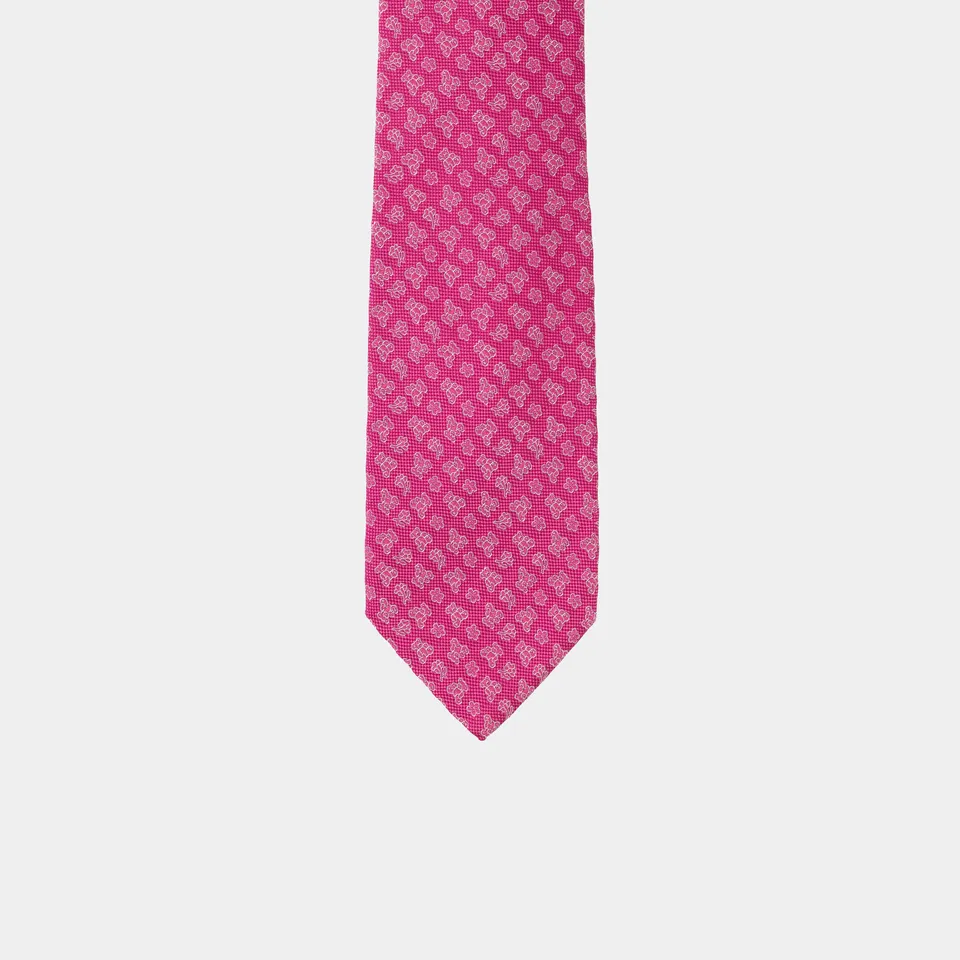 Miguel Bellido Corbatas Corbata de seda natural con micromotivos cravatta rosa, seta jacquard