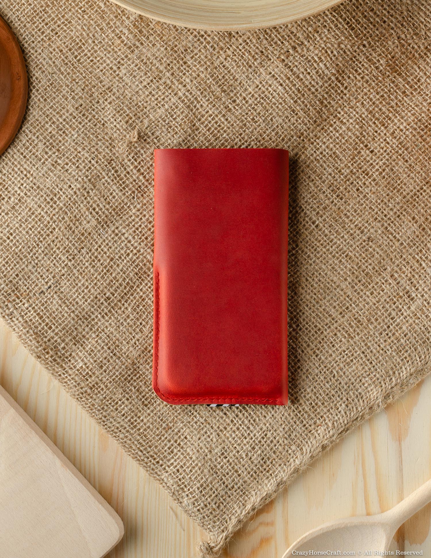 Crazy Horse Craft Phone Cases custodia portafoglio iPhone 15 Fragola Red pelle