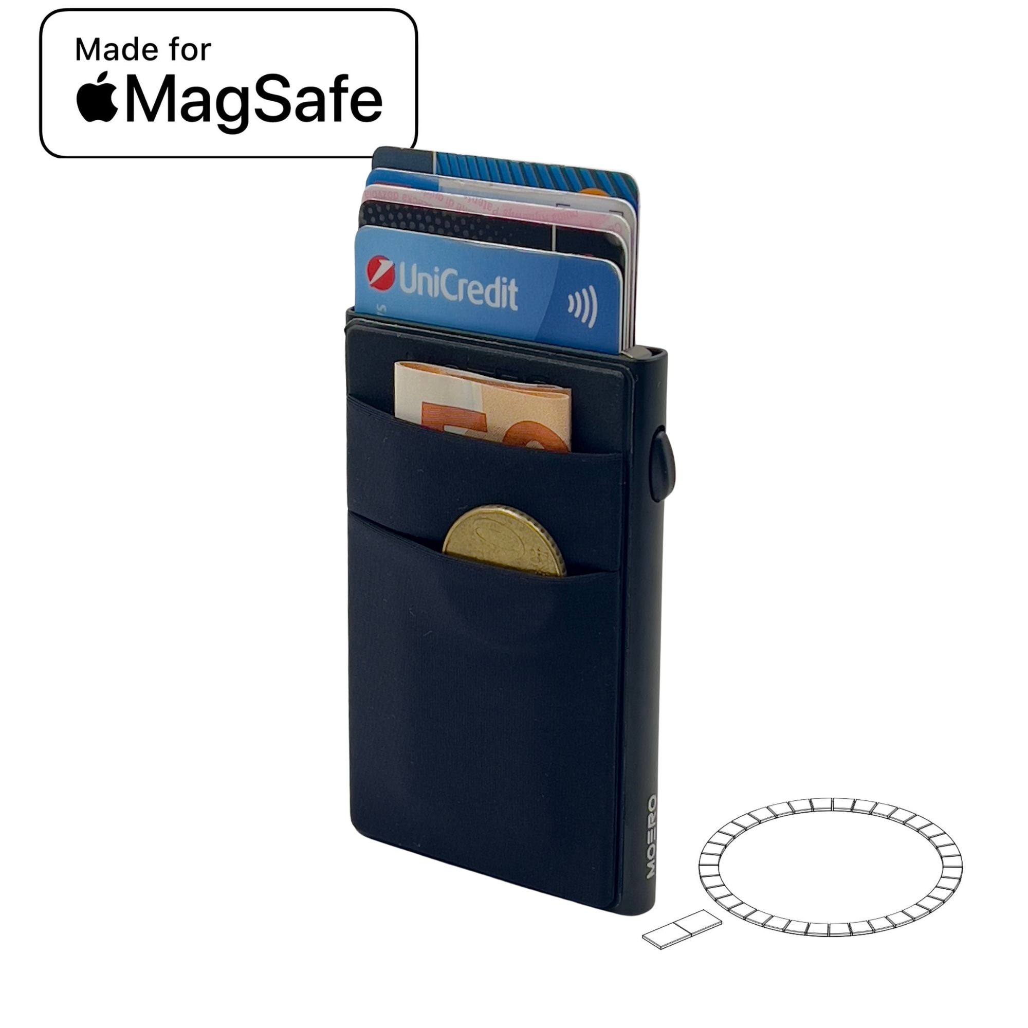 Moero Linea M2 Mag 2 portafoglio magnetico Black con anello universale