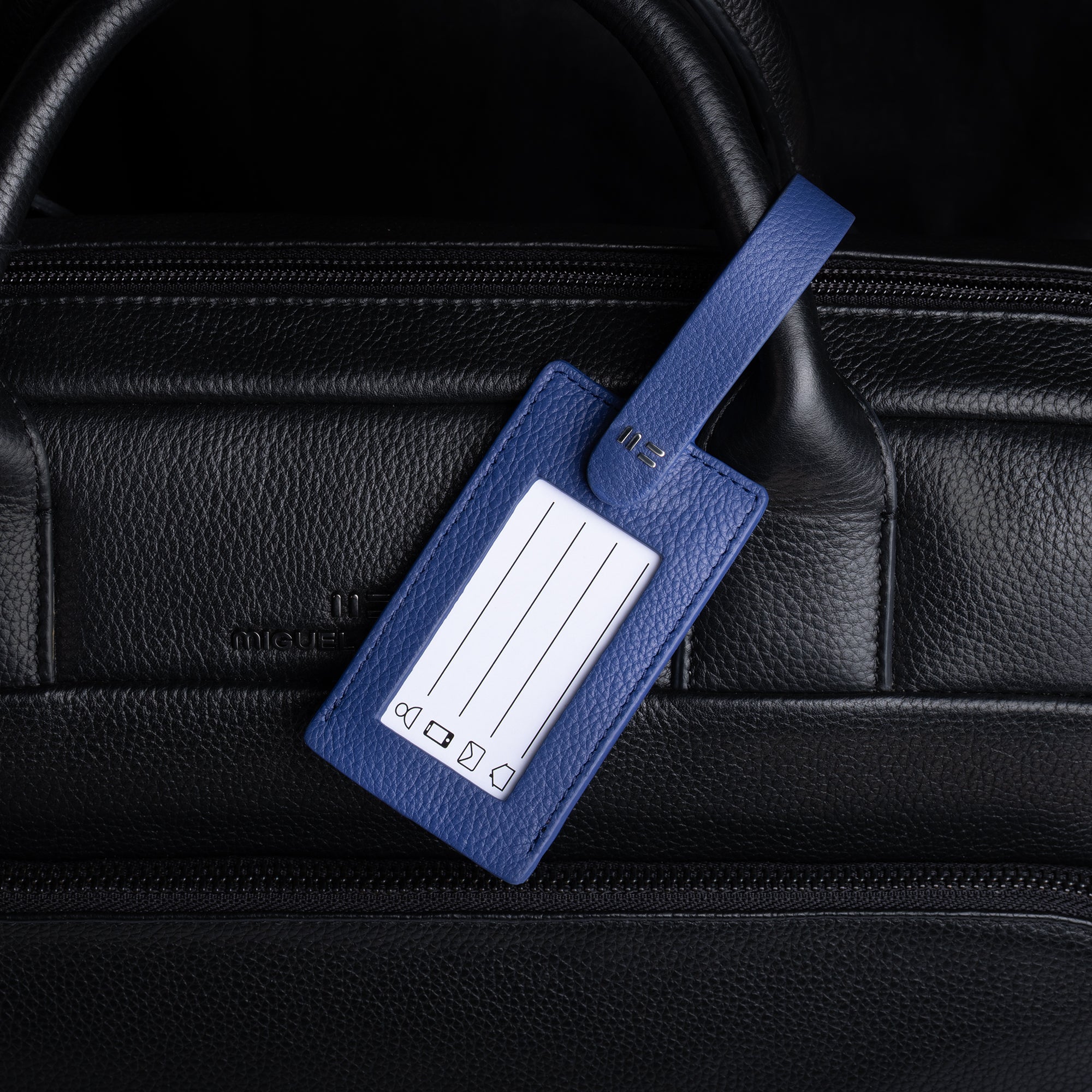 Miguel Bellido Accesorios funcionales identificatore bagaglio blu in pelle