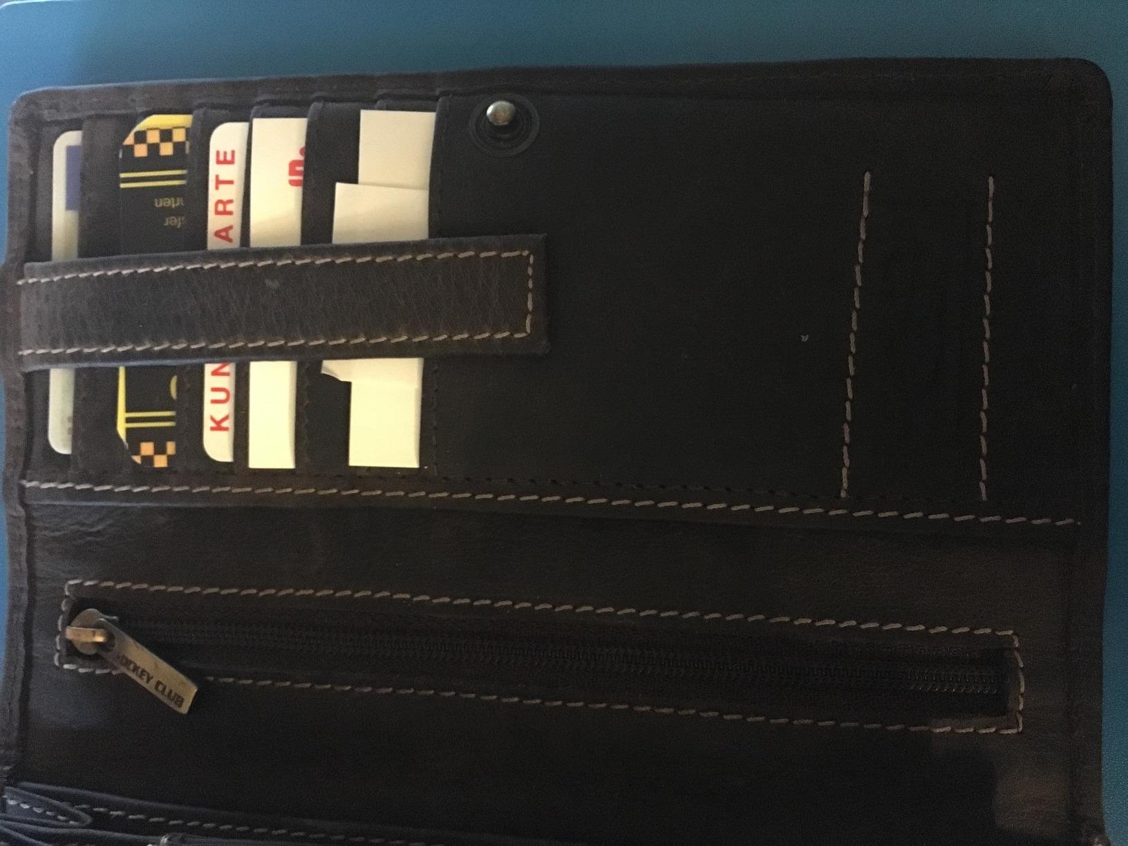 myledershop Damen Geldbörsen portafoglio grande marrone RFID