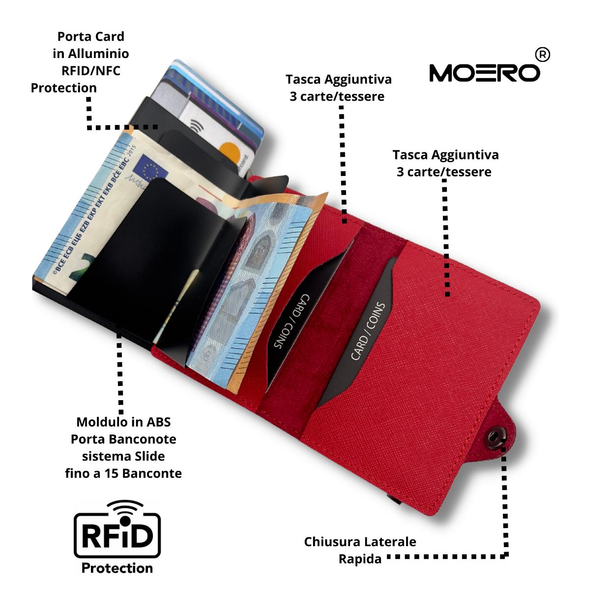 Moero Linea Classic Classic Saffiano portafoglio rosso 4.0 RFID