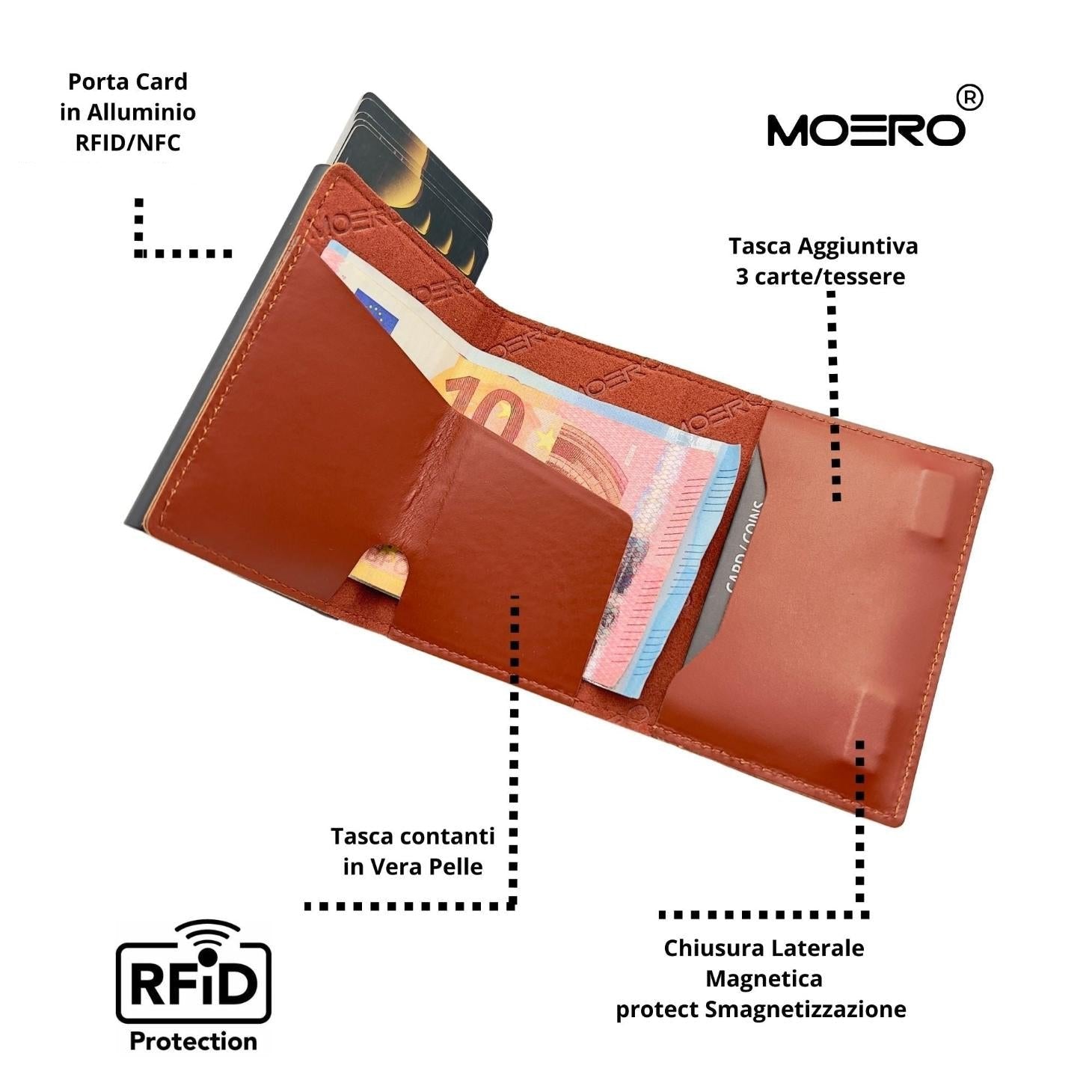 Moero Linea PRO PRO Zip portafoglio marrone 4.0 RFID