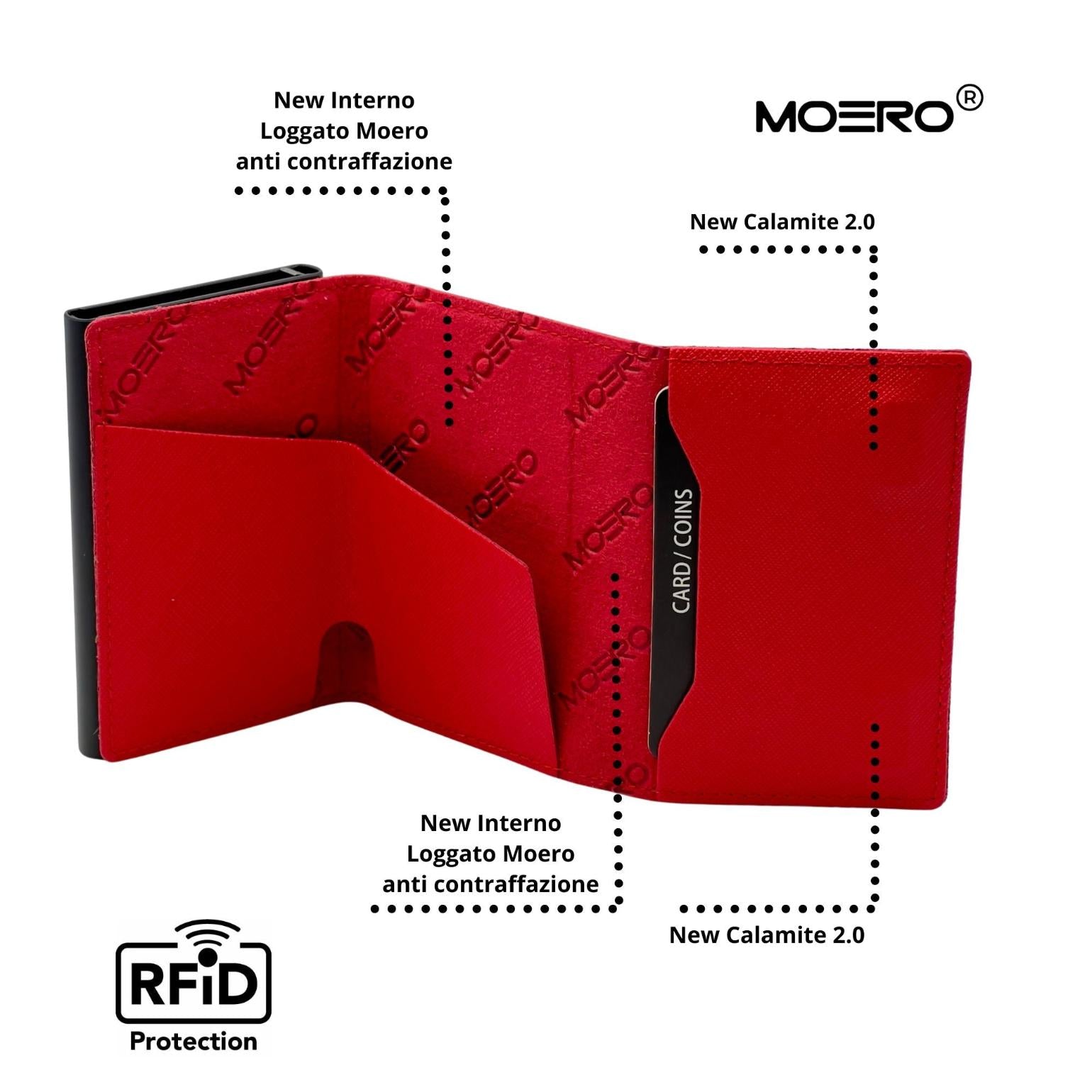 Moero Linea PRO Zip Saffiano portafoglio Red 4.0 con portamonete zip