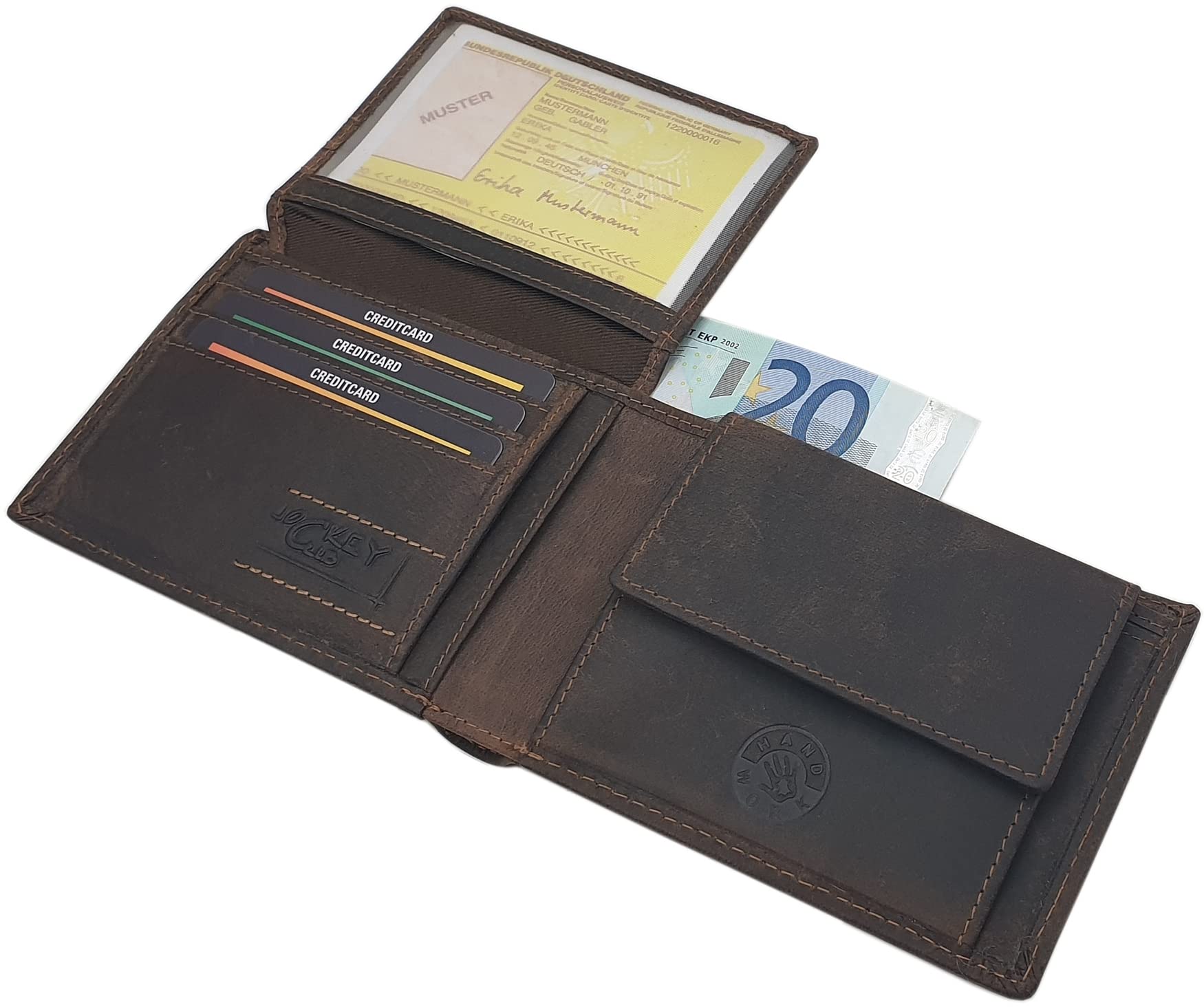 myledershop Herren Geldbörsen portafoglio Modello 2 orizzontale marrone con protezione RFID