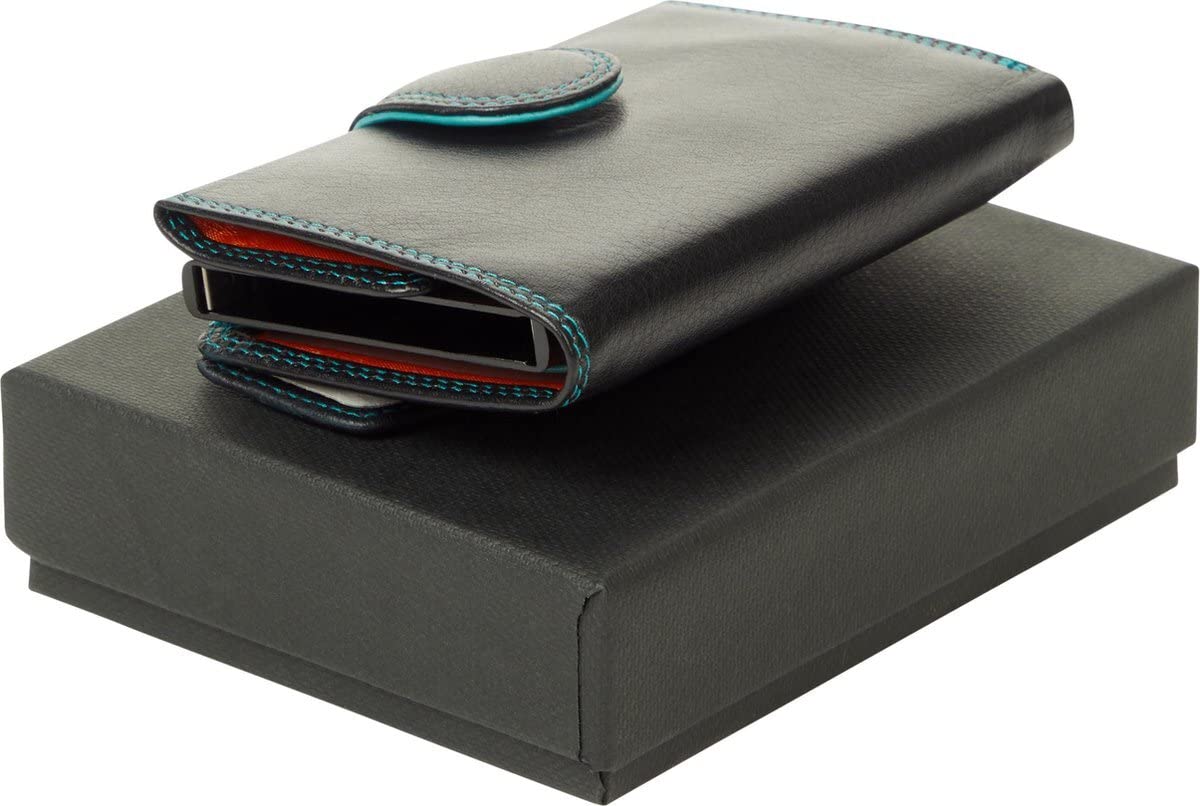 Visconti Slim porta carte nero aqua RFID con portamonete