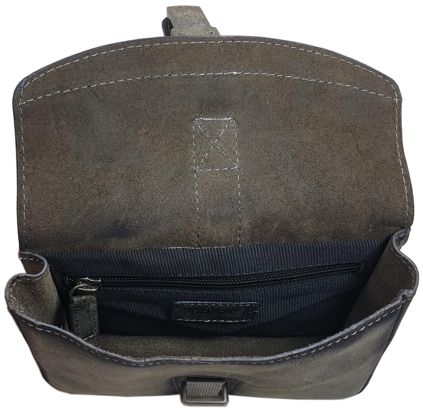 myledershop Gürtel-/Taschen marsupio in pelle di bufalo grigio vintage