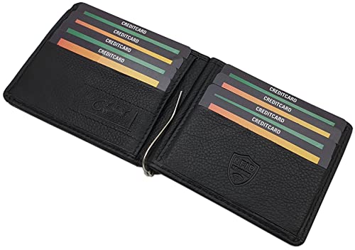 myledershop Brieftaschen portafoglio Vacchetta dollarclip nero