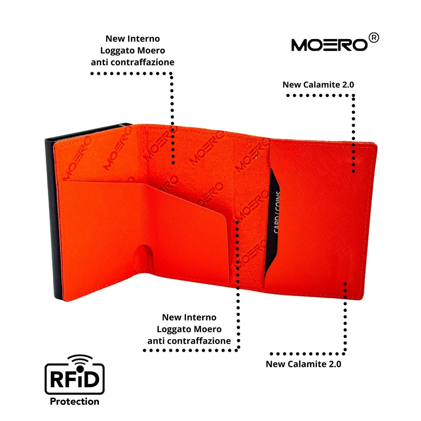 Moero Linea PRO PRO Zip Saffiano portafoglio Arancione RFID antigraffio