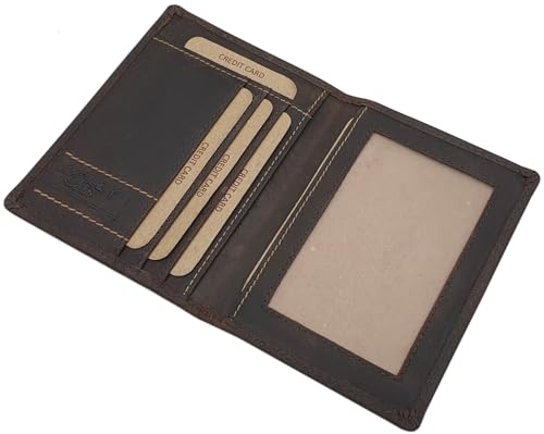myledershop Karten- und Ausweisetuis porta carte marrone RFID 9 x 12 cm