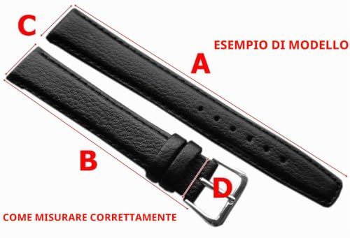 myledershop Uhrenarmbänder cinturino orologio 20 mm nero pelle di vitello