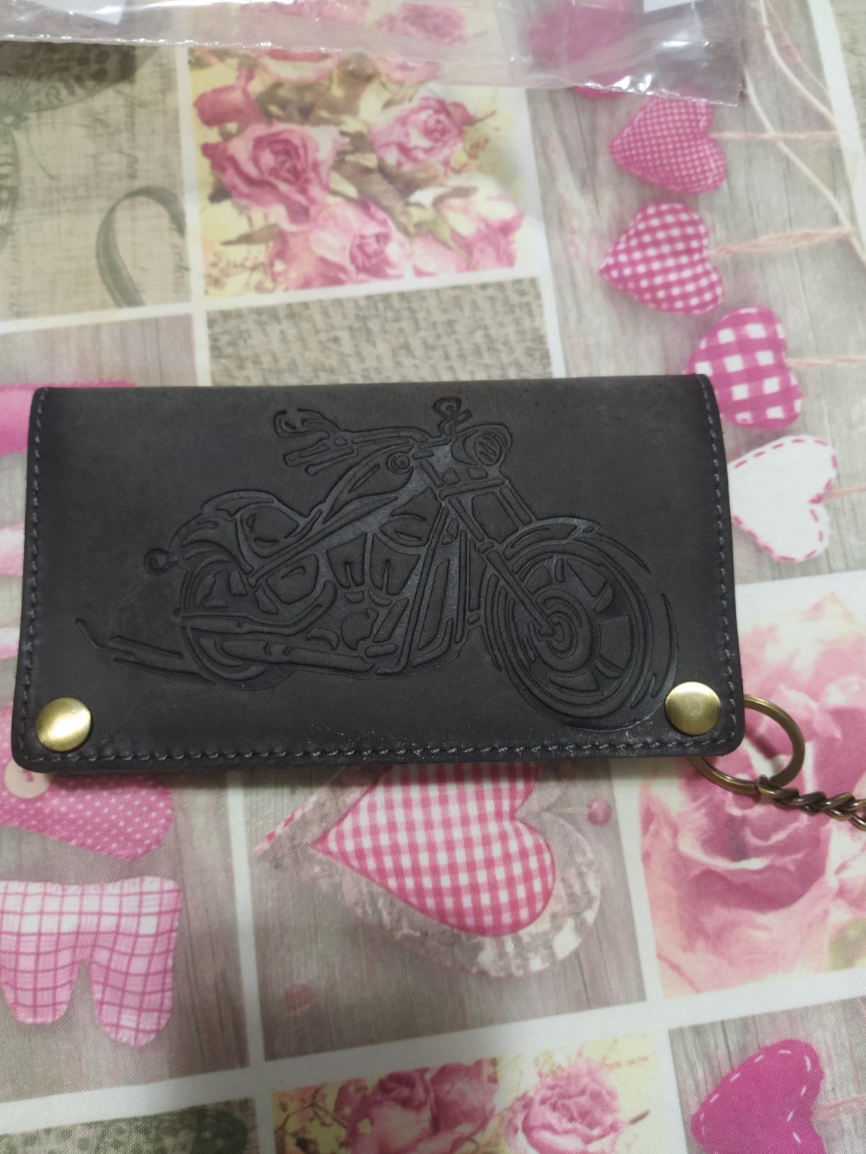 myledershop Bikerbörsen portafoglio biker Marrone con catena RFID NFC