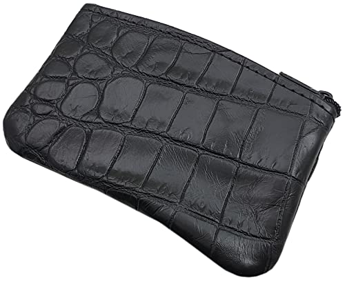 myledershop Schlüsseltaschen Portachiavi in pelle di vitello nera effetto coccodrillo