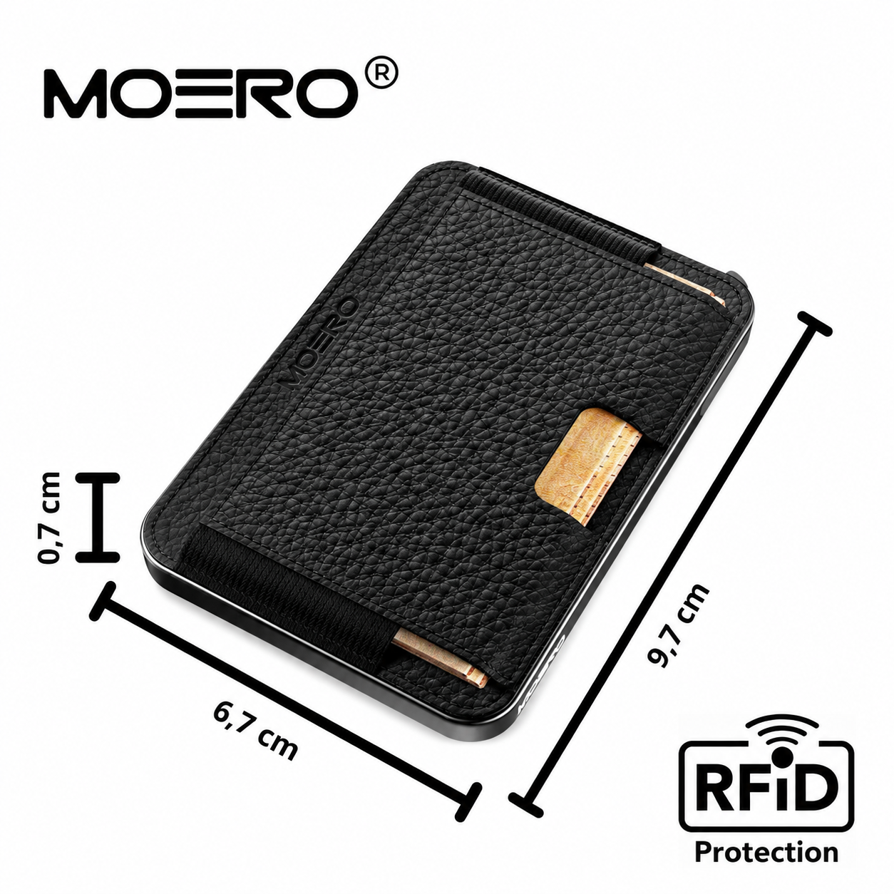 Moero Linea M2 M2 Pro Bottalato Nero portafoglio MagSafe RFID